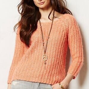 Anthro Knitted & Knotted Sunstitch Chunky Knit Sweater Size Small